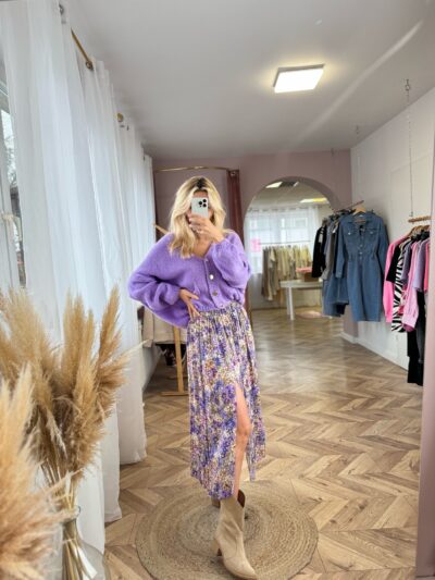 SPÓDNICA SABINA FIOLETOWE KWIATY