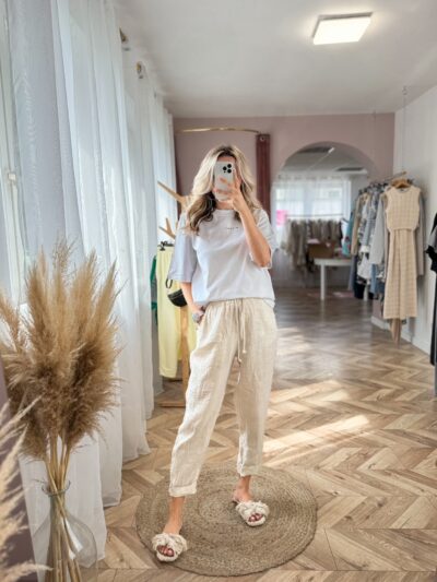 SPODNIE WILLMA LNIANE - BEŻOWE